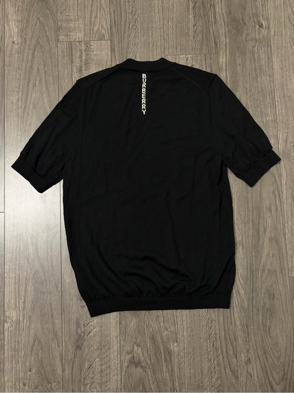 Burberry Black merino wool Short Sleeve Knit shirt